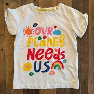 Mini Boden - Graphic T-Shirt - ivory "Our Planet Needs Us" - 5-6y